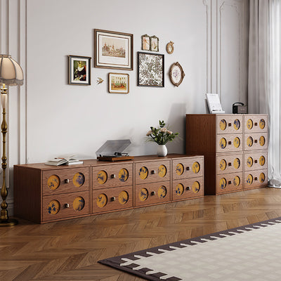 Mesita de noche rectangular de madera maciza tradicional china y seda Xiangyun con patrón de mariposa y 2 cajones para dormitorio o sala de estar 