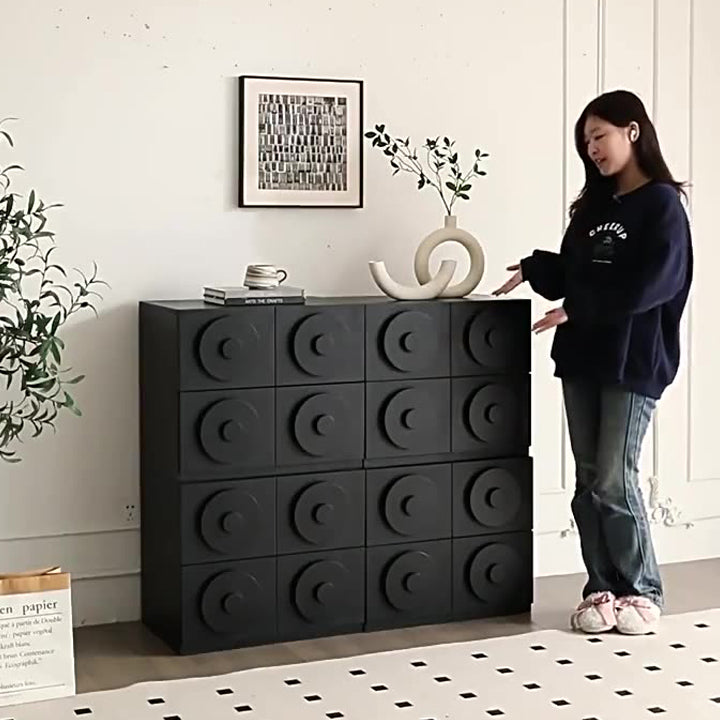 Contemporary Retro Pine Wood Plywood Square Combination Nightstand With 1-Drawer &amp; 1-Cabinet For Bedroom Or Living Room