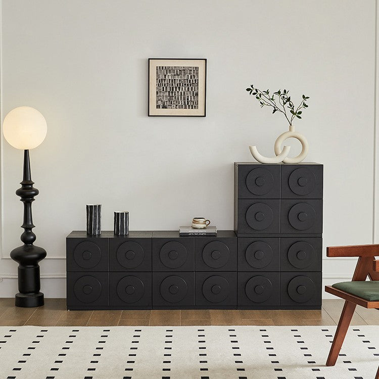 Contemporary Retro Pine Wood Plywood Square Combination Nightstand With 1-Drawer &amp; 1-Cabinet For Bedroom Or Living Room