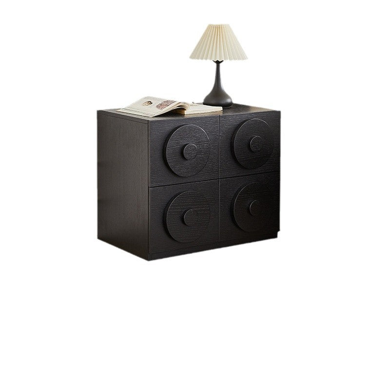 Contemporary Retro Pine Wood Plywood Square Combination Nightstand With 1-Drawer &amp; 1-Cabinet For Bedroom Or Living Room