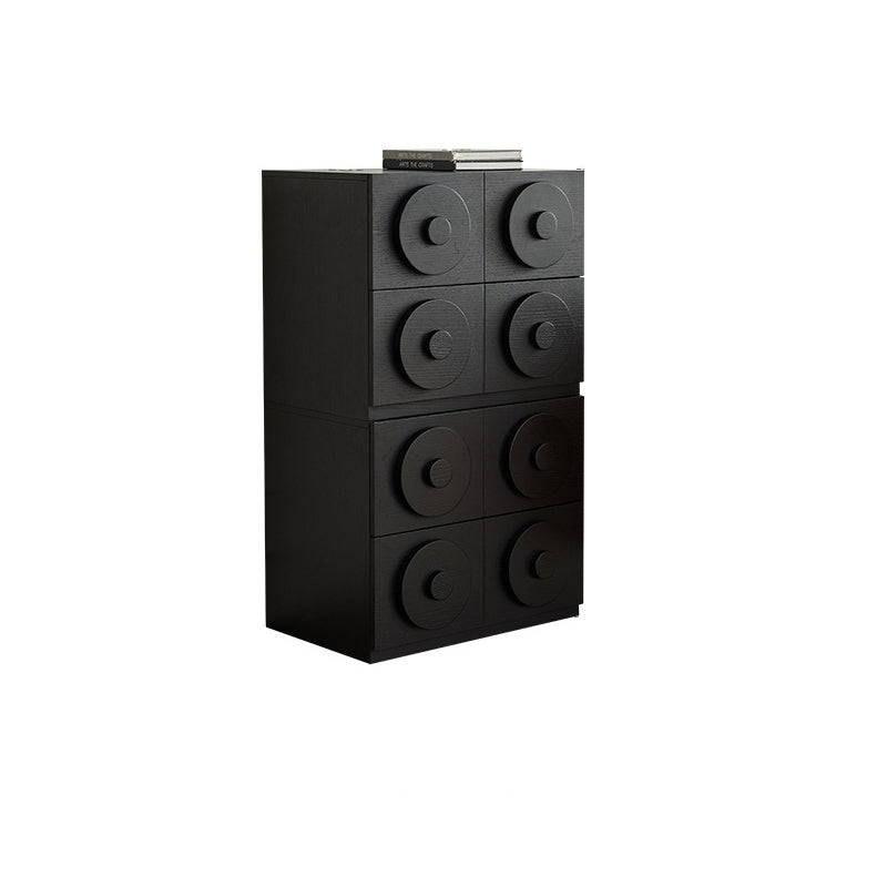 Contemporary Retro Pine Wood Plywood Square Combination Nightstand With 1-Drawer &amp; 1-Cabinet For Bedroom Or Living Room
