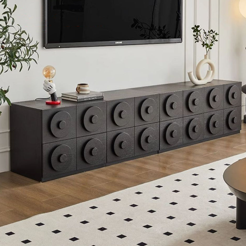 Contemporary Retro Pine Wood Plywood Square Combination Nightstand With 1-Drawer &amp; 1-Cabinet For Bedroom Or Living Room