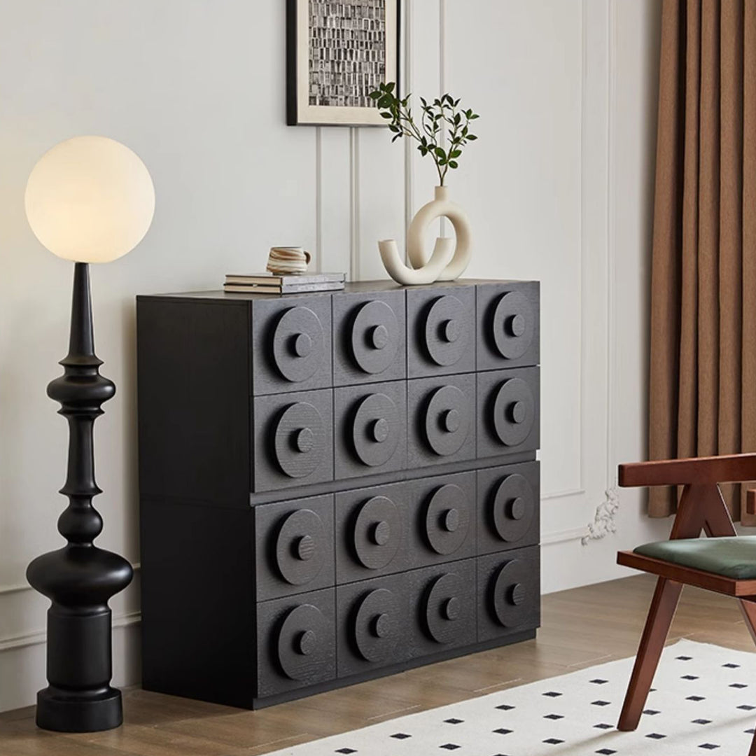 Contemporary Retro Pine Wood Plywood Square Combination Nightstand With 1-Drawer &amp; 1-Cabinet For Bedroom Or Living Room