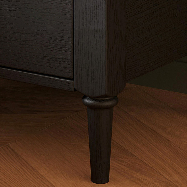 Traditional French Ash Wood Plywood Rectangular Nightstand With 2 Drawers For Bedroom