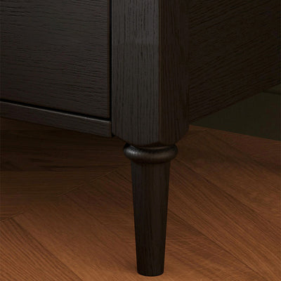Table de nuit rectangulaire traditionnelle en bois de frêne et pin avec 2 tiroirs pour chambre 