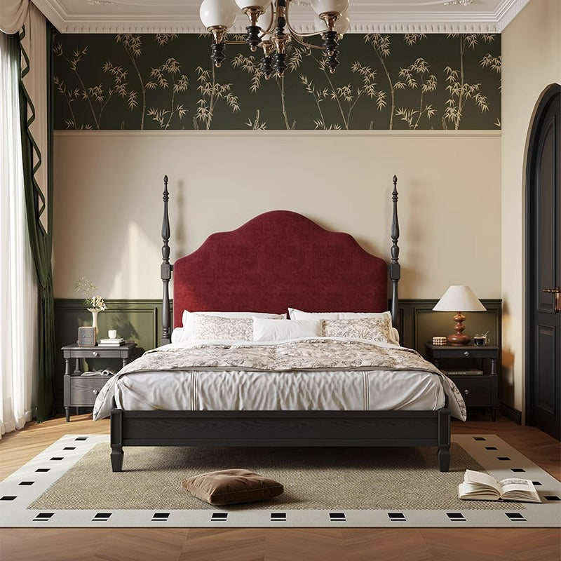 Table de nuit rectangulaire traditionnelle en bois de frêne et pin avec 2 tiroirs pour chambre 