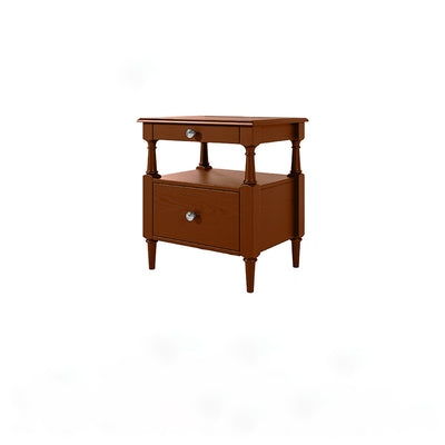 Table de nuit rectangulaire traditionnelle en bois de frêne et pin avec 2 tiroirs pour chambre 
