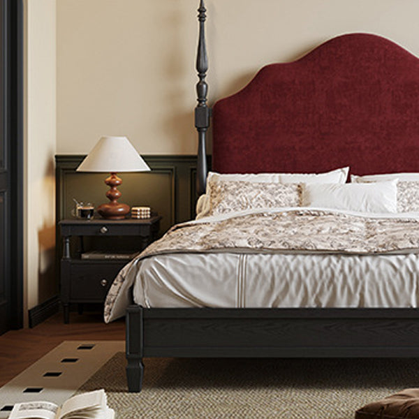 Traditional French Ash Wood Plywood Rectangular Nightstand With 2 Drawers For Bedroom