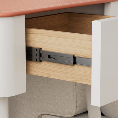 Table de chevet moderne nordique en verre trempé PP fer carré texture cuir avec 1 tiroir pour chambre 