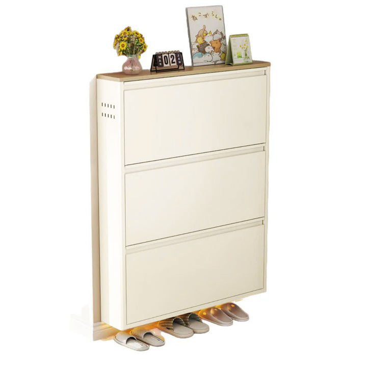 Modern Minimalist Steel Slim Rectangular Shoe Storage With Flip Drawers 3/4 Tier For Entryway