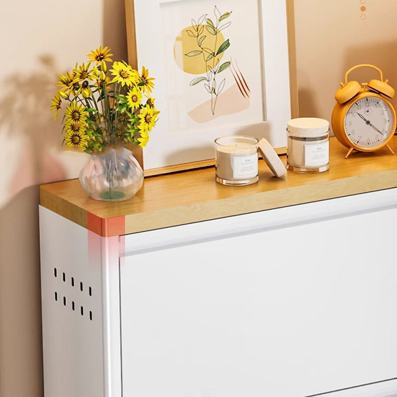 Modern Minimalist Steel Slim Rectangular Shoe Storage With Flip Drawers 3/4 Tier For Entryway