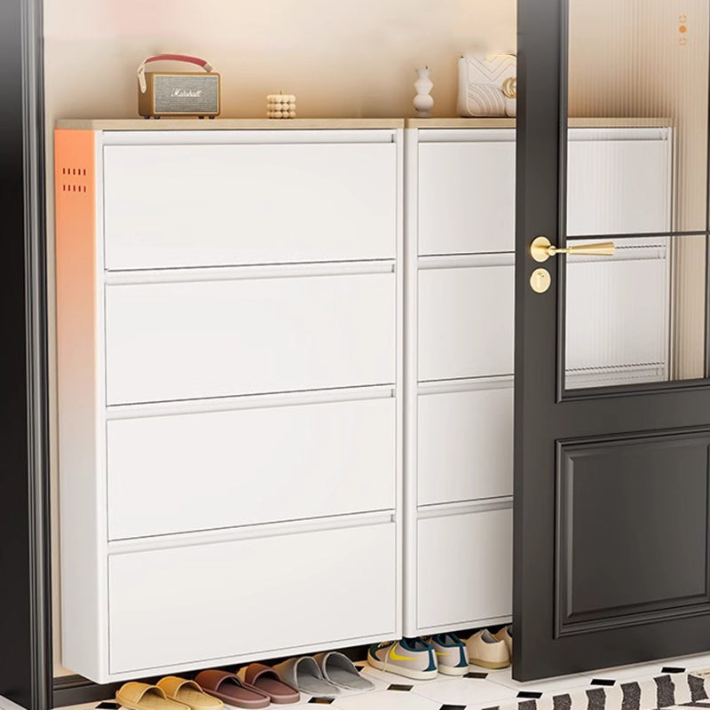 Modern Minimalist Steel Slim Rectangular Shoe Storage With Flip Drawers 3/4 Tier For Entryway