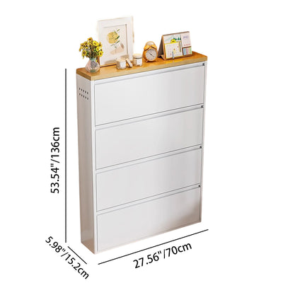 Modern Minimalist Steel Slim Rectangular Shoe Storage With Flip Drawers 3/4 Tier For Entryway