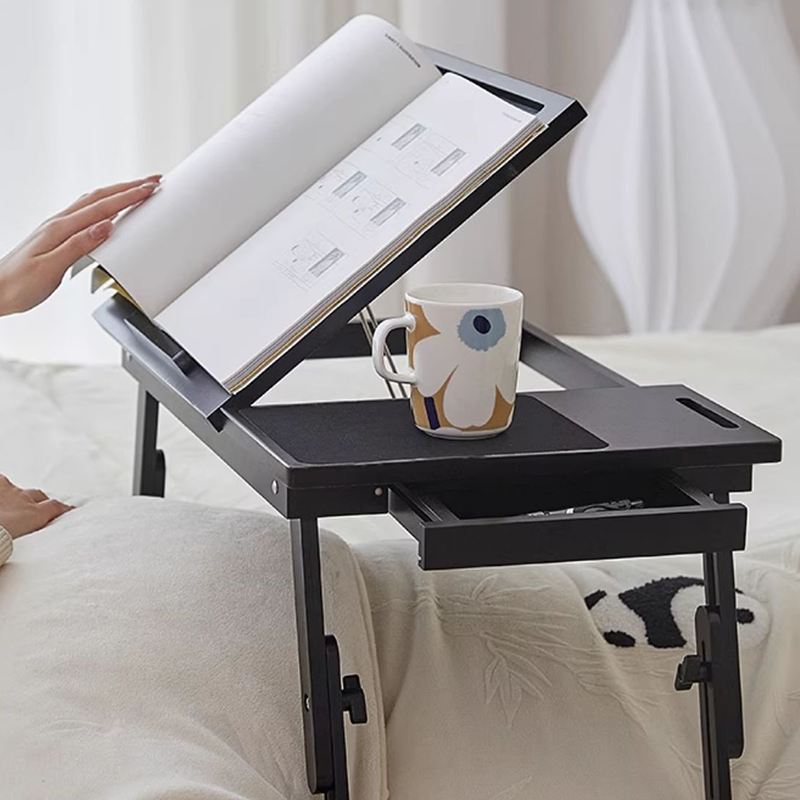 Adjustable Foldable Bamboo Bed Desks - Simplicity Ergonomic Laptop Table For Bedroom &amp; Study