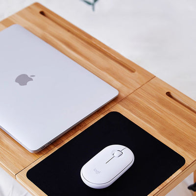 Adjustable Foldable Bamboo Bed Desks - Simplicity Ergonomic Laptop Table For Bedroom & Study