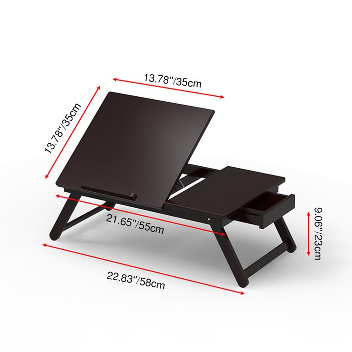 Adjustable Foldable Bamboo Bed Desks - Simplicity Ergonomic Laptop Table For Bedroom &amp; Study