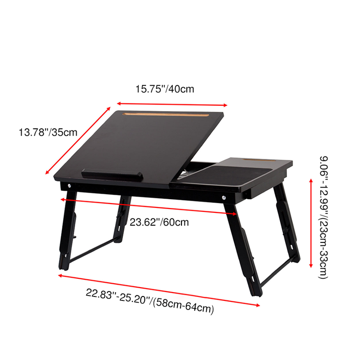 Adjustable Foldable Bamboo Bed Desks - Simplicity Ergonomic Laptop Table For Bedroom &amp; Study