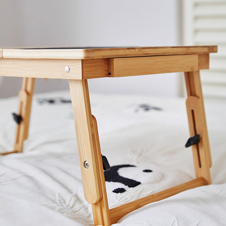 Adjustable Foldable Bamboo Bed Desks - Simplicity Ergonomic Laptop Table For Bedroom &amp; Study