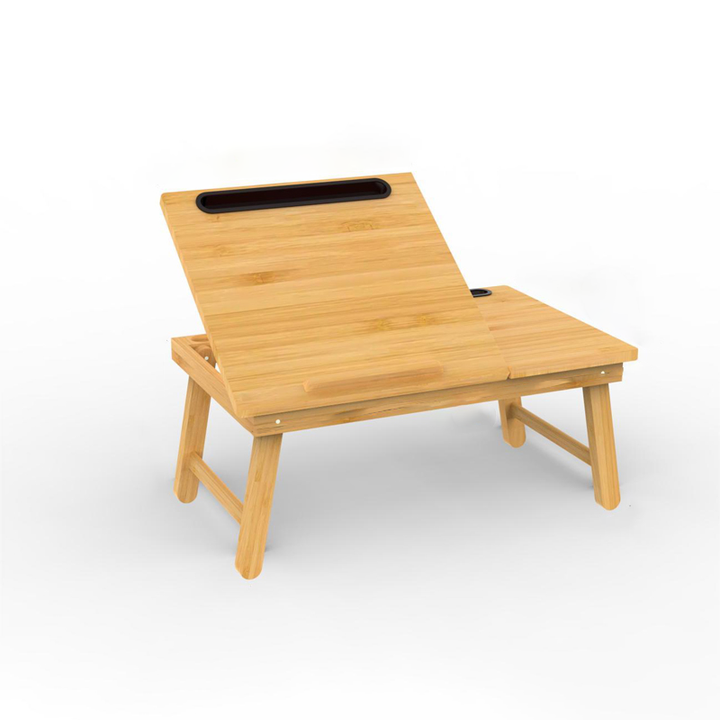 Adjustable Foldable Bamboo Bed Desks - Simplicity Ergonomic Laptop Table For Bedroom &amp; Study