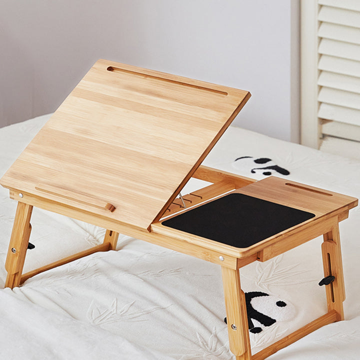 Adjustable Foldable Bamboo Bed Desks - Simplicity Ergonomic Laptop Table For Bedroom &amp; Study