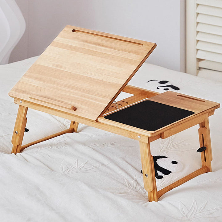 Adjustable Foldable Bamboo Bed Desks - Simplicity Ergonomic Laptop Table For Bedroom &amp; Study