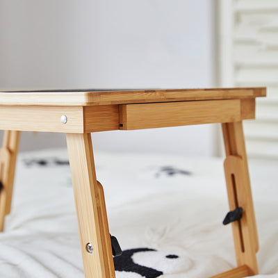 Adjustable Foldable Bamboo Bed Desks - Simplicity Ergonomic Laptop Table For Bedroom & Study