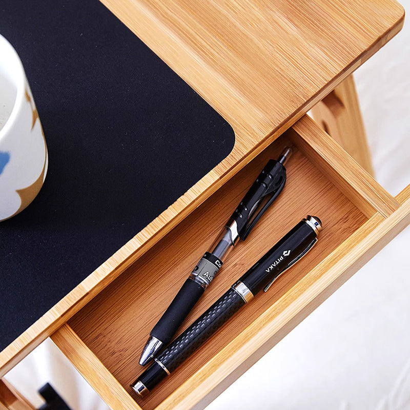 Adjustable Foldable Bamboo Bed Desks - Simplicity Ergonomic Laptop Table For Bedroom & Study