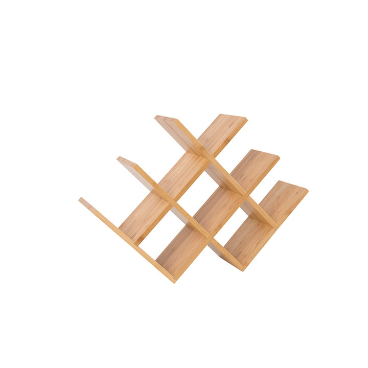 Minimalist Bamboo W-Shape 8-Bottle Wine Rack - Countertop Display Rack For Kitchen