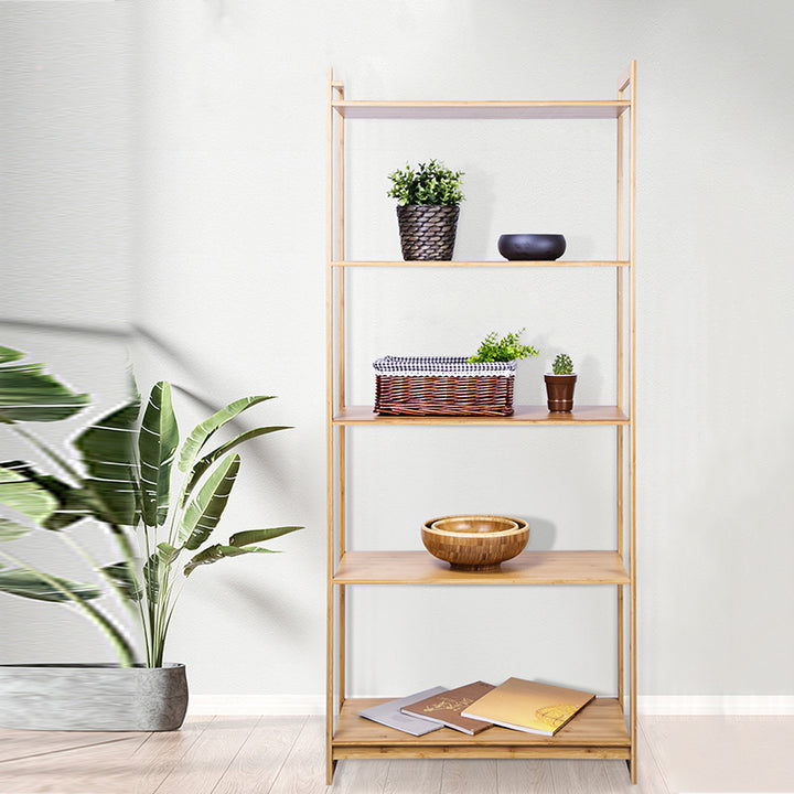 Premium Bamboo 3/4/5-Tier Storage Shelf - Extra Wide &amp; Tall Design For Living Room&amp;Kitchen