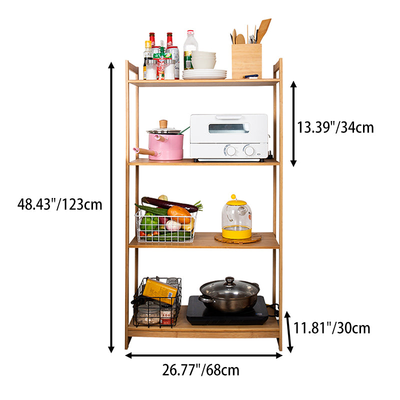 Premium Bamboo 3/4/5-Tier Storage Shelf - Extra Wide &amp; Tall Design For Living Room&amp;Kitchen