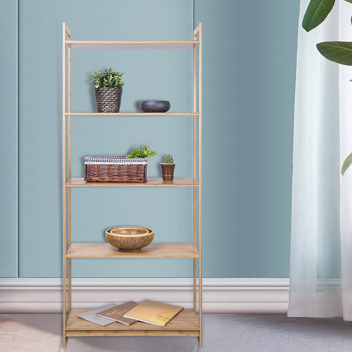 Premium Bamboo 3/4/5-Tier Storage Shelf - Extra Wide &amp; Tall Design For Living Room&amp;Kitchen