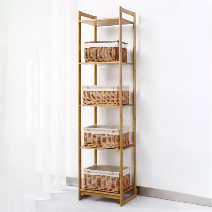 Premium Bamboo 3/4/5-Tier Storage Shelf - Extra Wide &amp; Tall Design For Living Room&amp;Kitchen