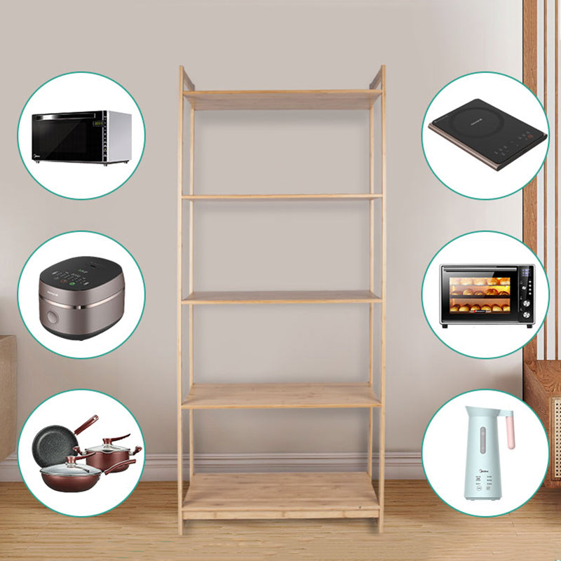 Premium Bamboo 3/4/5-Tier Storage Shelf - Extra Wide &amp; Tall Design For Living Room&amp;Kitchen