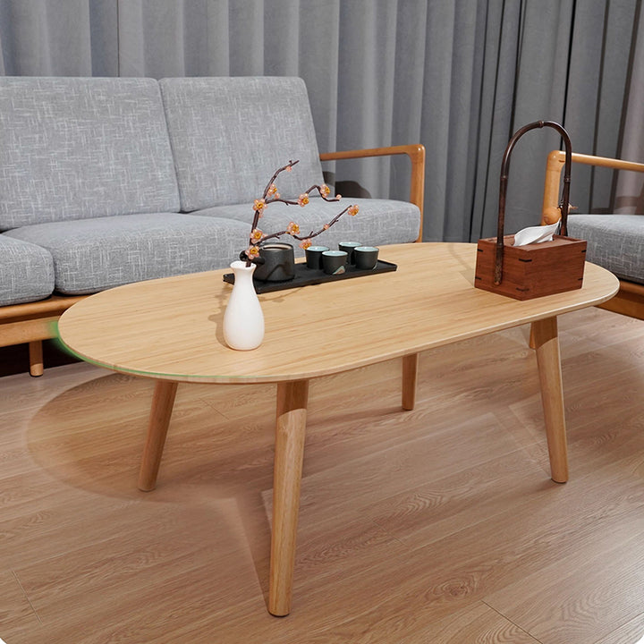 Table basse ovale en bambou naturel - Table de salon contemporaine nordique durable 