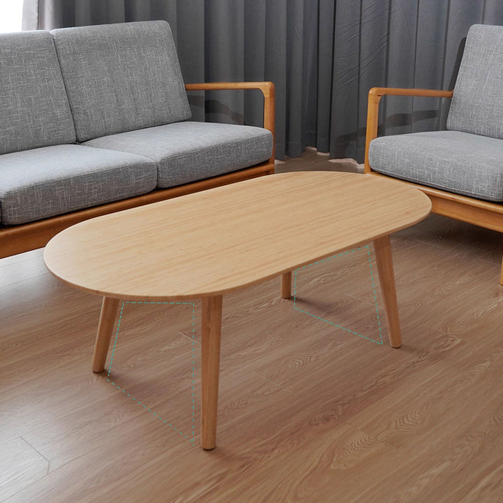 Table basse ovale en bambou naturel - Table de salon contemporaine nordique durable 