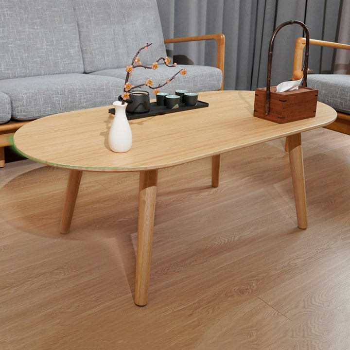Table basse ovale en bambou naturel - Table de salon contemporaine nordique durable 