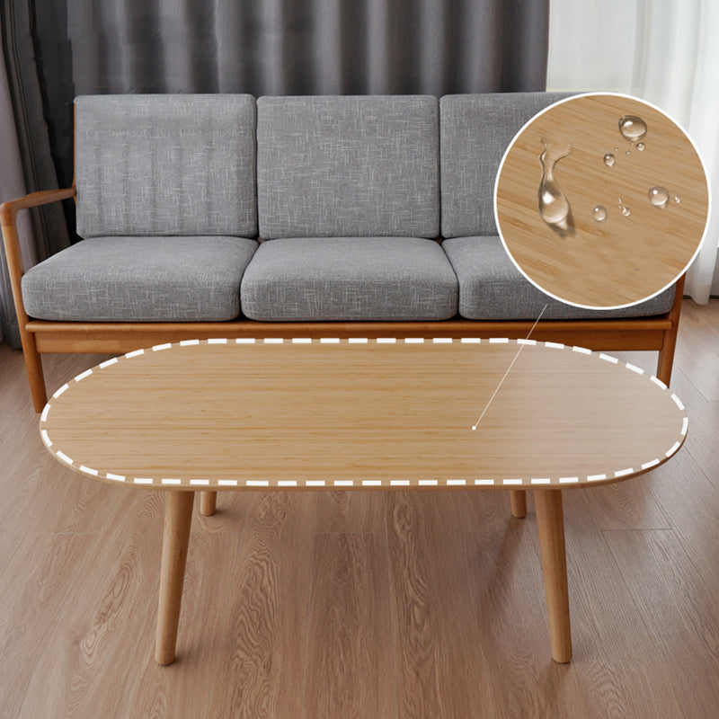 Table basse ovale en bambou naturel - Table de salon contemporaine nordique durable 