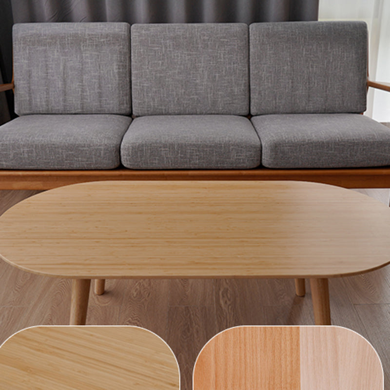 Table basse ovale en bambou naturel - Table de salon contemporaine nordique durable 