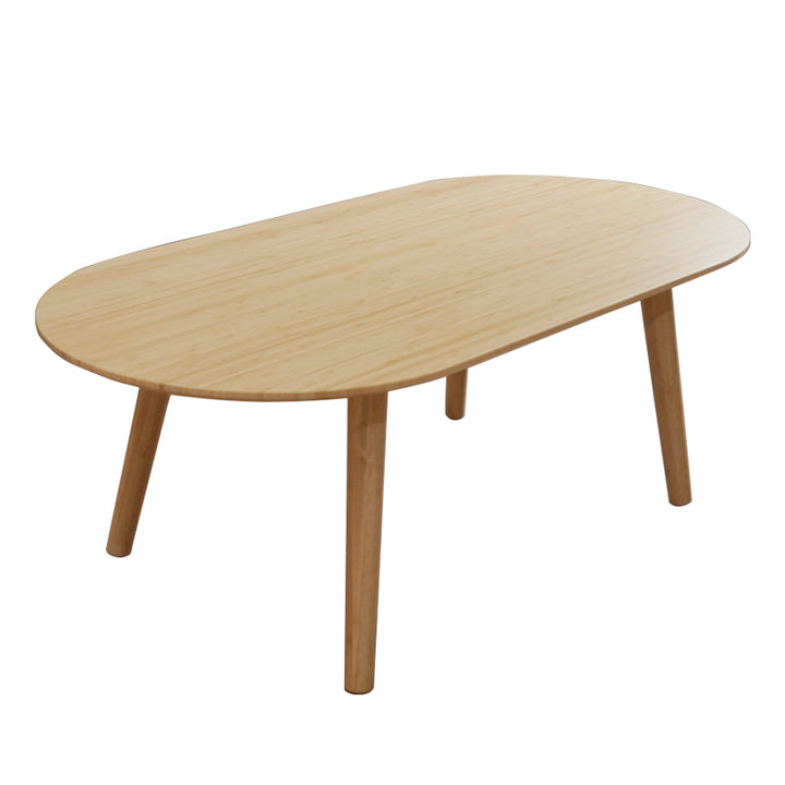 Table basse ovale en bambou naturel - Table de salon contemporaine nordique durable 
