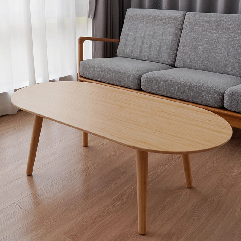 Table basse ovale en bambou naturel - Table de salon contemporaine nordique durable 
