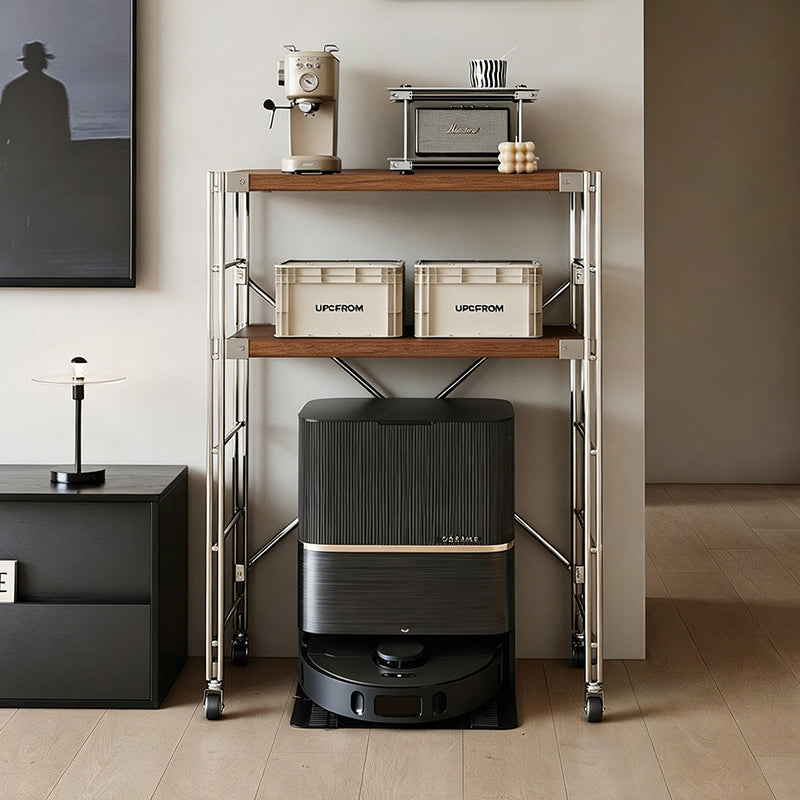 Minimalist Rolling Multi-Tier Storage Shelf - With Adjustable Particleboard Shelves For Kitchen &amp; Living Room
