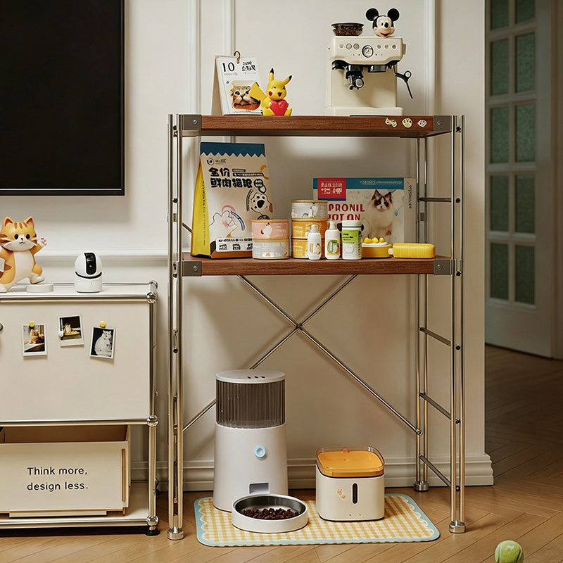 Minimalist Rolling Multi-Tier Storage Shelf - With Adjustable Particleboard Shelves For Kitchen &amp; Living Room