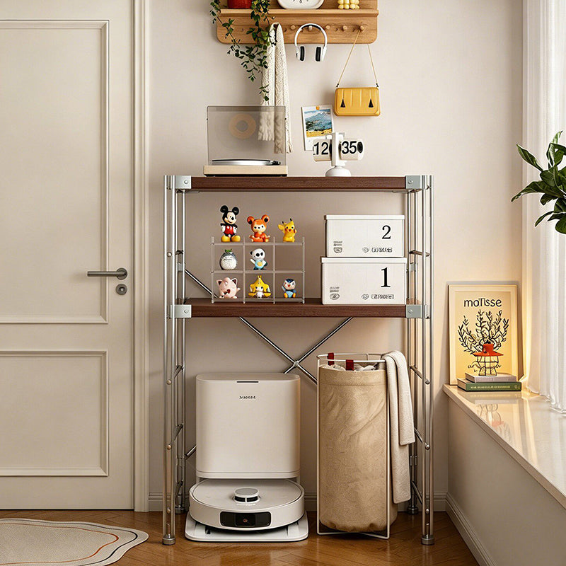 Minimalist Rolling Multi-Tier Storage Shelf - With Adjustable Particleboard Shelves For Kitchen &amp; Living Room