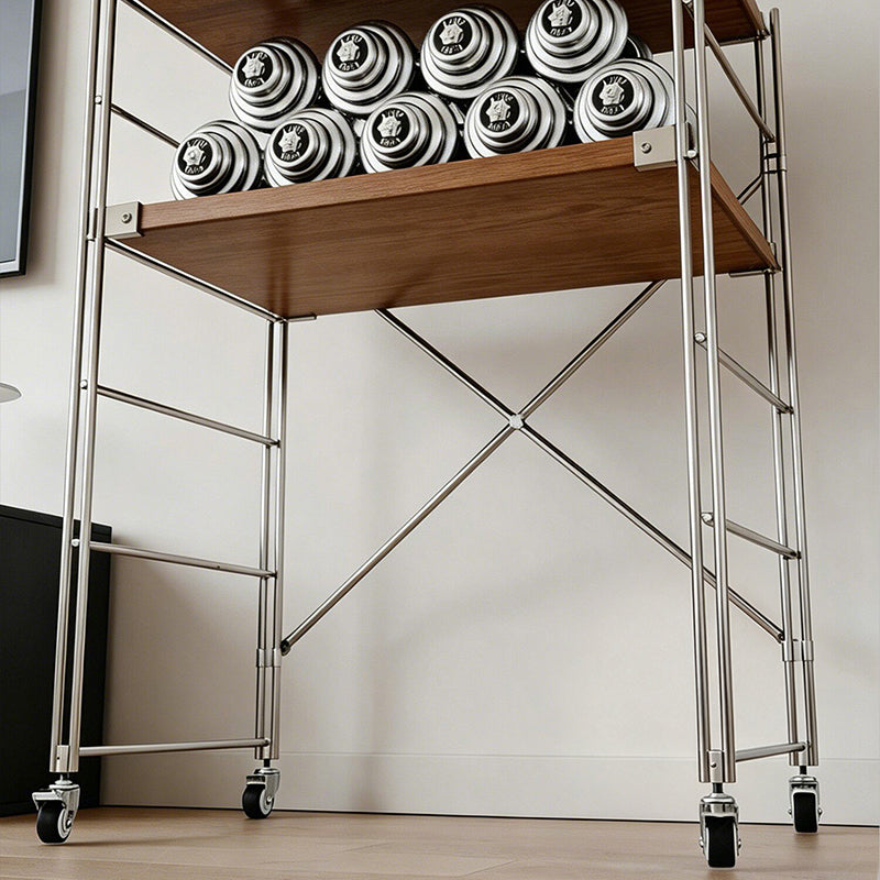 Minimalist Rolling Multi-Tier Storage Shelf - With Adjustable Particleboard Shelves For Kitchen &amp; Living Room
