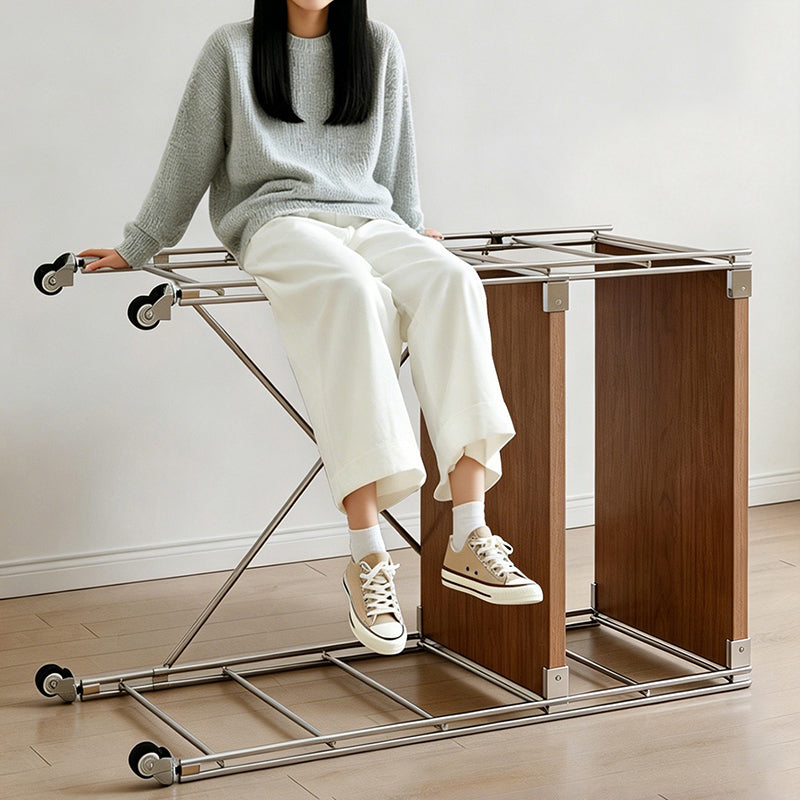 Minimalist Rolling Multi-Tier Storage Shelf - With Adjustable Particleboard Shelves For Kitchen &amp; Living Room