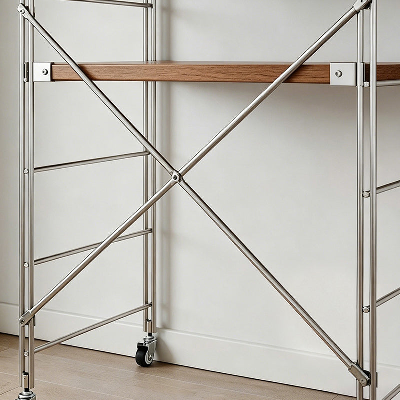 Minimalist Rolling Multi-Tier Storage Shelf - With Adjustable Particleboard Shelves For Kitchen &amp; Living Room