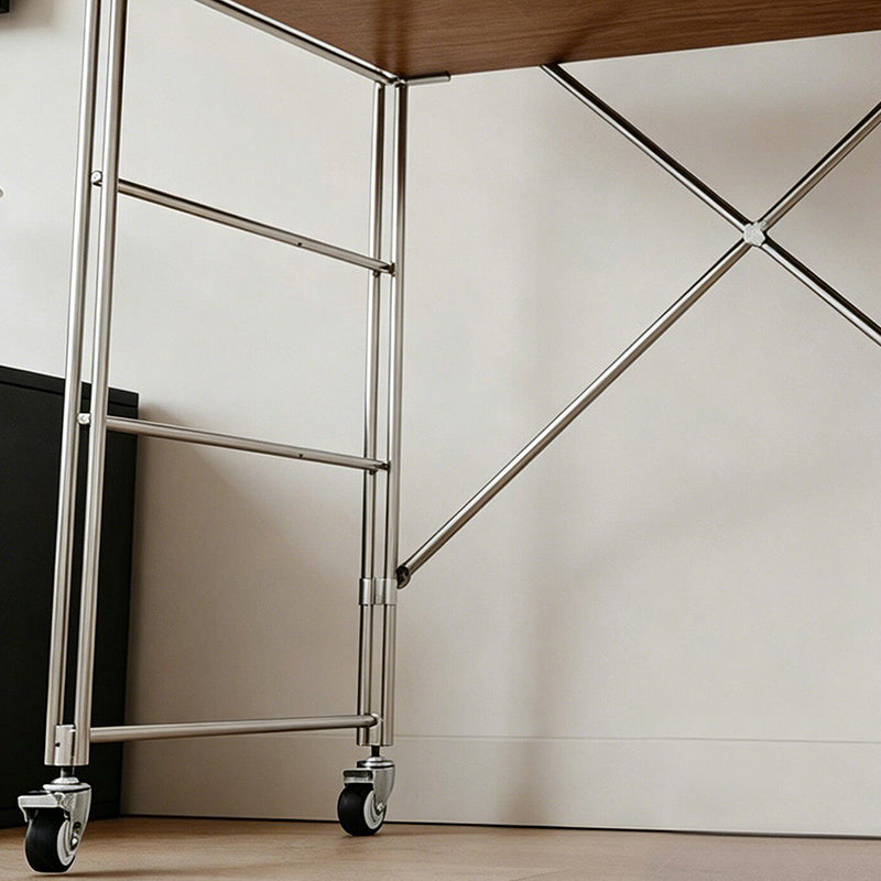 Minimalist Rolling Multi-Tier Storage Shelf - With Adjustable Particleboard Shelves For Kitchen &amp; Living Room