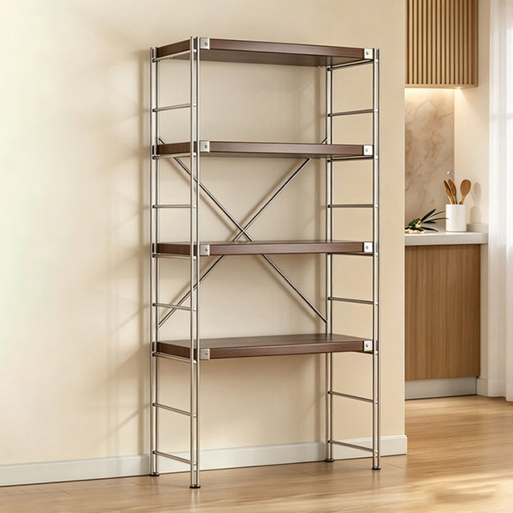 Minimalist Rolling Multi-Tier Storage Shelf - With Adjustable Particleboard Shelves For Kitchen &amp; Living Room