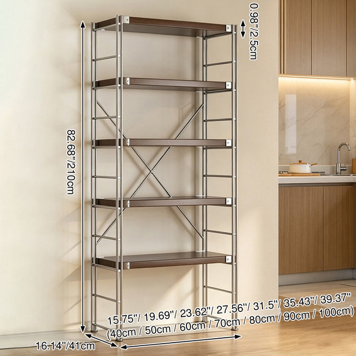 Minimalist Rolling Multi-Tier Storage Shelf - With Adjustable Particleboard Shelves For Kitchen &amp; Living Room