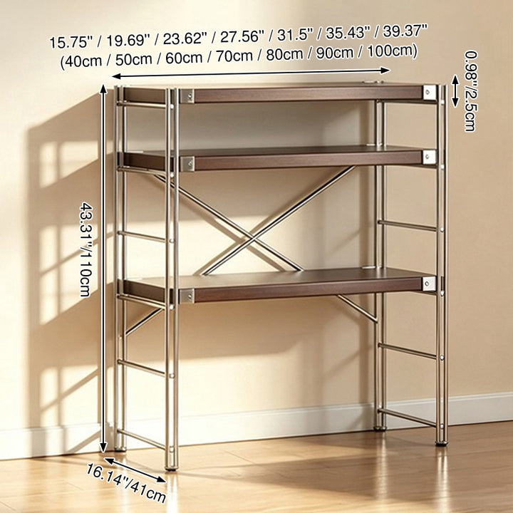Minimalist Rolling Multi-Tier Storage Shelf - With Adjustable Particleboard Shelves For Kitchen &amp; Living Room